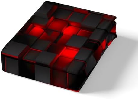 Feelyou Queen Duvet Cover Set Red Black Geometric Design