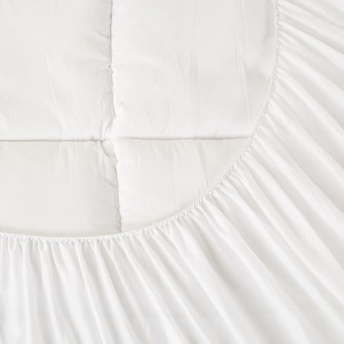 Nutan Quilted Fitted Mattress Pad Queen White