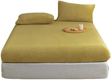 FCLDESHOP Soft Fitted Sheet Set 150x200cm 3pcs Yellow