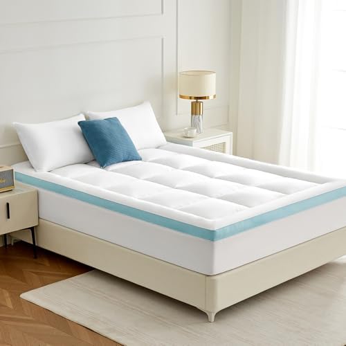 STWIENER Twin Mattress Topper with Blue Stripe Design