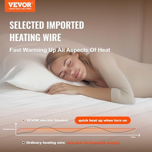 VEVOR Heated Mattress Pad Queen Size 60x80in with 5 Heat Settings