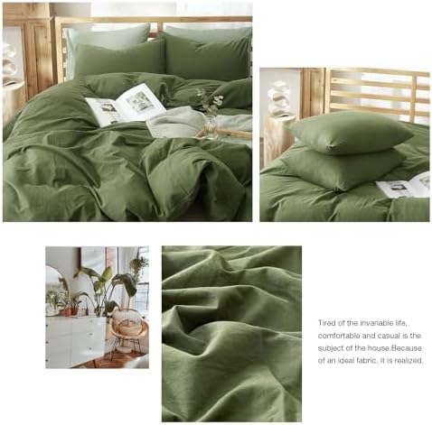 AMWAN Army Green Twin Duvet Cover Set