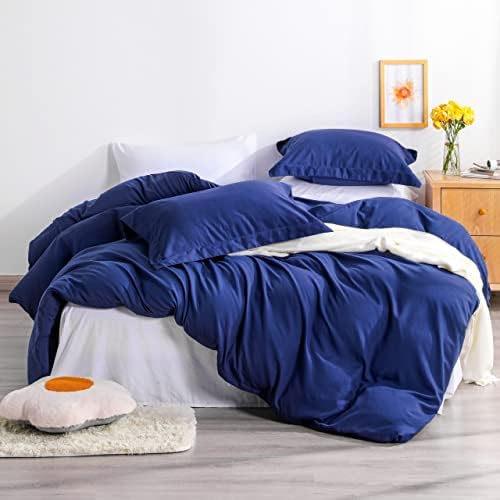 NTBAY Twin Duvet Cover Set with Pillow Shams Navy Blue