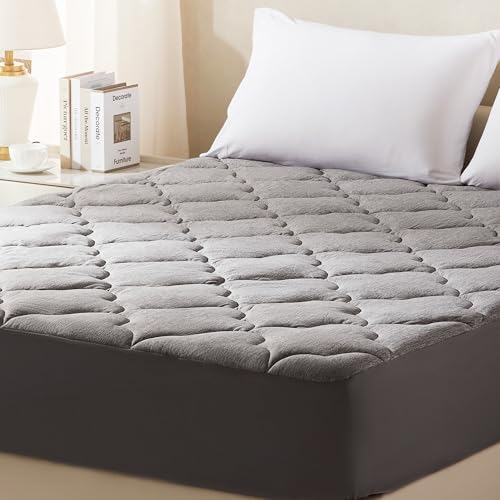 SLEEP ZONE Full Mattress Pad Grey Plush Breathable