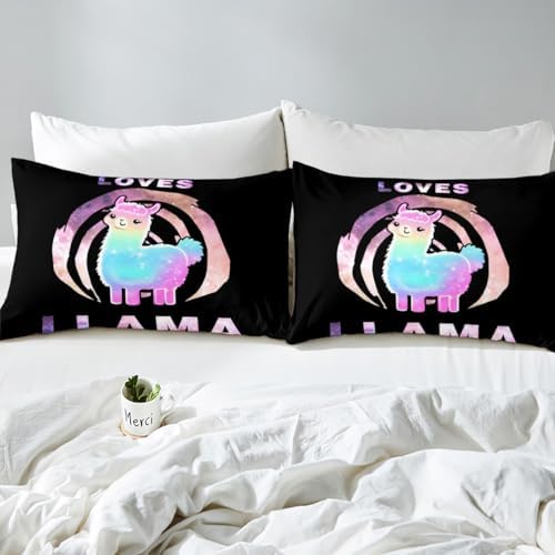 Feelyou Llama Duvet Cover Set Kids Ultra Soft Cartoon Bedding