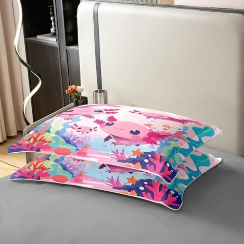 jejeloiu Axolotl Duvet Cover Set Twin Size