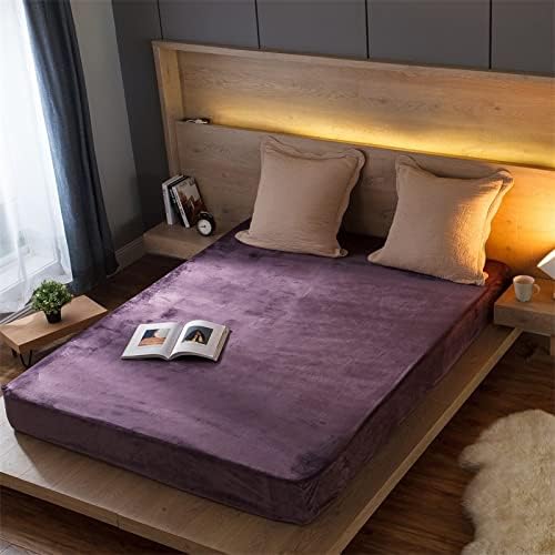 FCLDESHOP Velvet Mattress Pad 200x220cm Purple