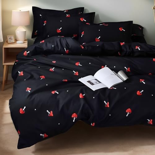 Lemfux Kids Duvet Cover Set with Tassels Black Red