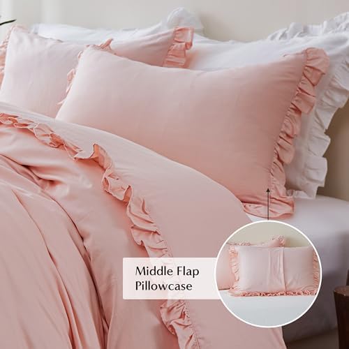 SimpleOpulence Organic Cotton Ruffle Duvet Cover Set 3Pcs
