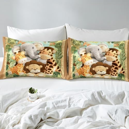 Feelyou Toddler Cartoon Animal Duvet Cover Set