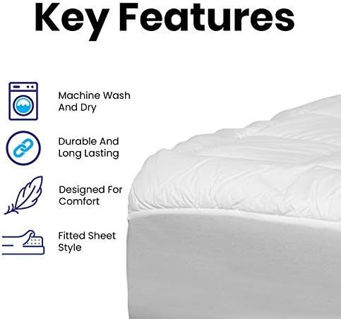 Flash Furniture Capri Mattress Pad - Cotton Top - Hypoallergenic - Full - White