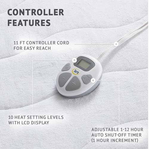 Serta Plush Heated Mattress Pad - 10 Heat Settings Auto Shut Off Twin XL