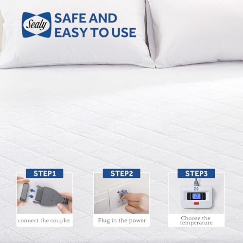 Sealy Queen Heated Mattress Pad with Plush Top and 10 Heat Settings