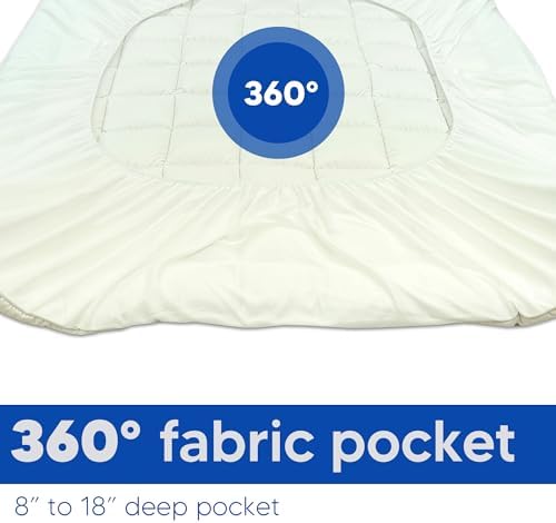Treaton Quilted Mattress Pad Fitted Elastic Protector 18 Inches Deep Pocket White