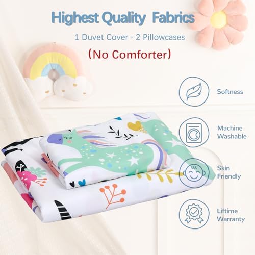 BEDMUST Unicorn Duvet Cover Set - Queen Size