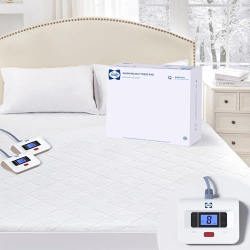 Sealy Queen Heated Mattress Pad with Plush Top and 10 Heat Settings