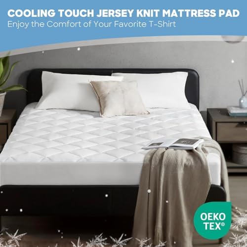 Sharper Image King Mattress Pad Overfilled Jersey Knit Ultra-Soft Cooling Touch