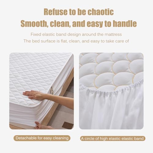 Raw Cotton Mattress Protector Pad with Quilted Design