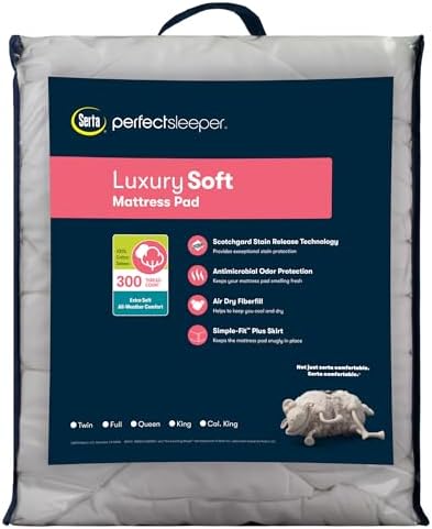 Serta Luxury Soft Mattress Pad Twin Size White