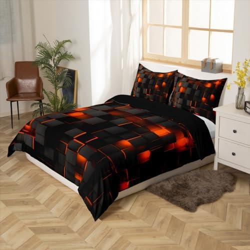 Feelyou Orange and Black Duvet Cover Set Queen Size Kids