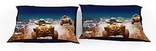 AMTAN 3D Duvet Cover Set Dirt Bike Motocross Racing Kids Bedding 3pcs
