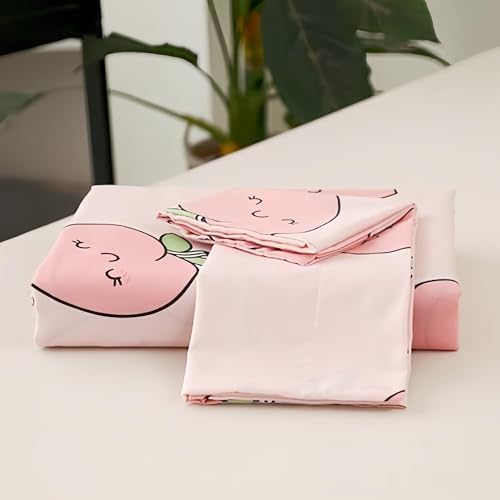 SDY 3PCS Pink Peach Print Duvet Cover Set Twin