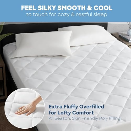 Sharper Image King Mattress Pad Overfilled Jersey Knit Ultra-Soft Cooling Touch