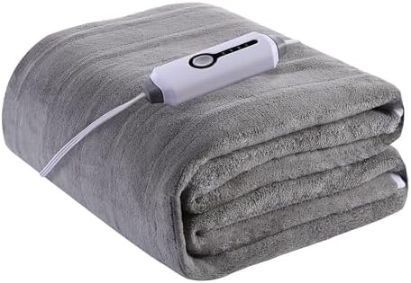 YAKEE Electric Mattress Pad Full Size 54x75 4 Heat Levels Grey