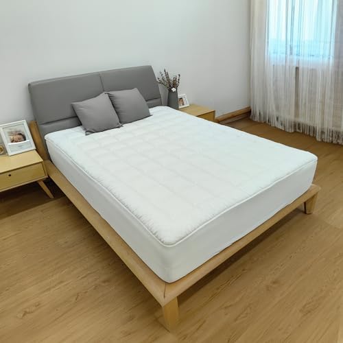 Treaton Quilted Mattress Pad Fitted Elastic Protector 18 Inches Deep Pocket White