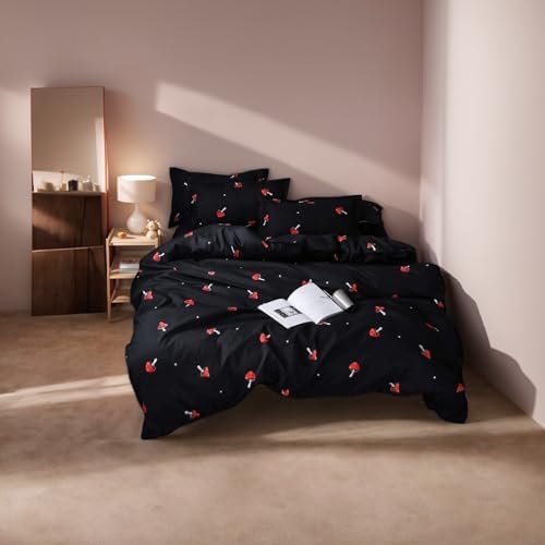 Lemfux Kids Duvet Cover Set with Tassels Black Red