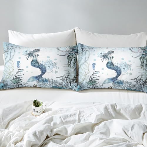 Feelyou Mermaid Duvet Cover Set King Size