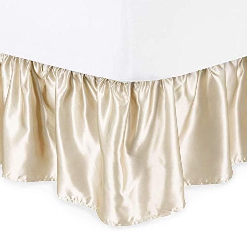 Ruffled Bed Skirt with Platform - Twin XL Ivory 15 Inch Drop