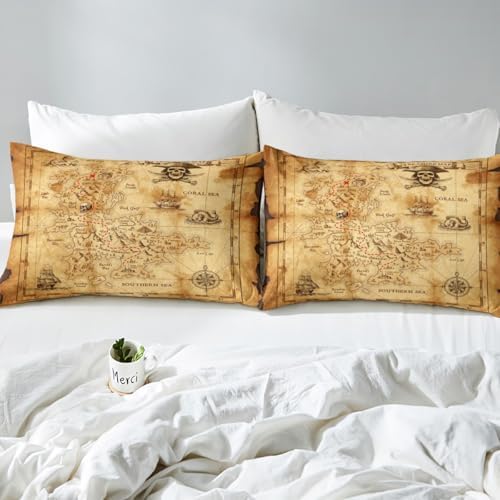 Castle Fairy Nautical Map Duvet Cover Set Queen Size
