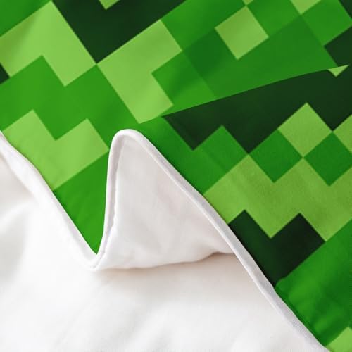 Green Pixelated Gamer Duvet Cover Set 3 PCS