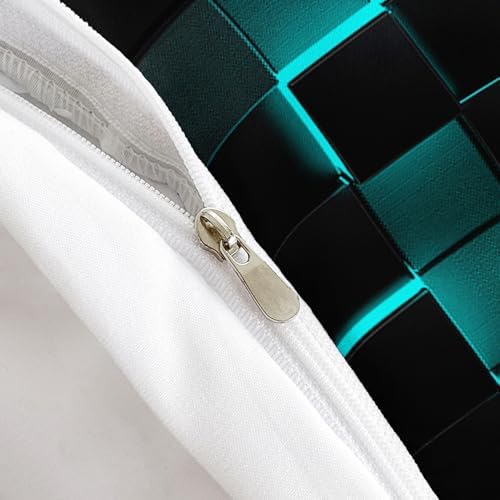 Geometric Turquoise Black Duvet Cover Set Queen 3PCS