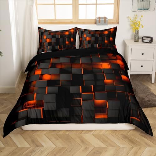 Feelyou Orange and Black Duvet Cover Set Queen Size Kids
