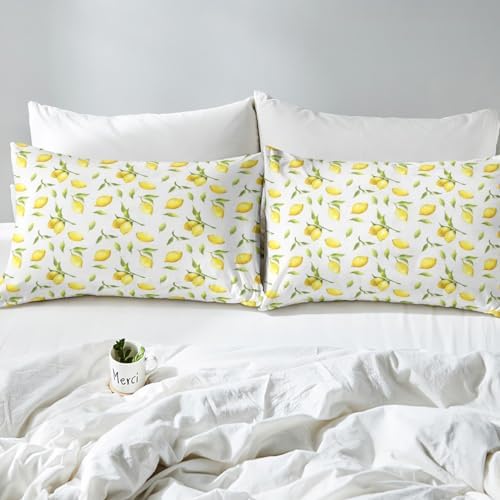 Feelyou Lemon Print Duvet Cover Set Twin Size