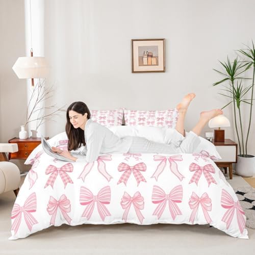 Manfei Bowknot Kids Duvet Cover Set Full Size