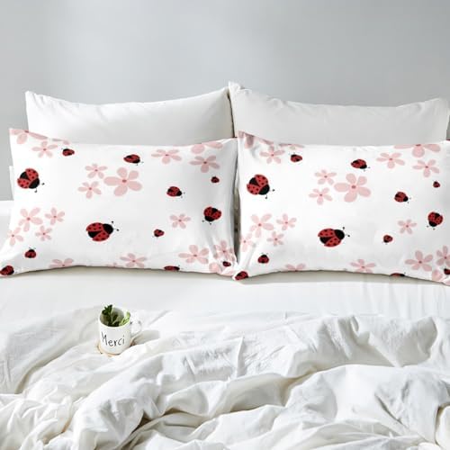 Castle Fairy Women Ladybug Duvet Cover Set Twin Size 2 Pieces