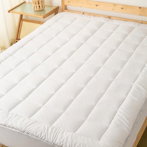Nutan Quilted Fitted Mattress Pad Queen White