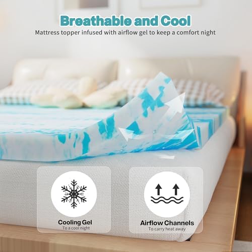 Simple Deluxe Gel Memory Foam Mattress Topper Queen 1