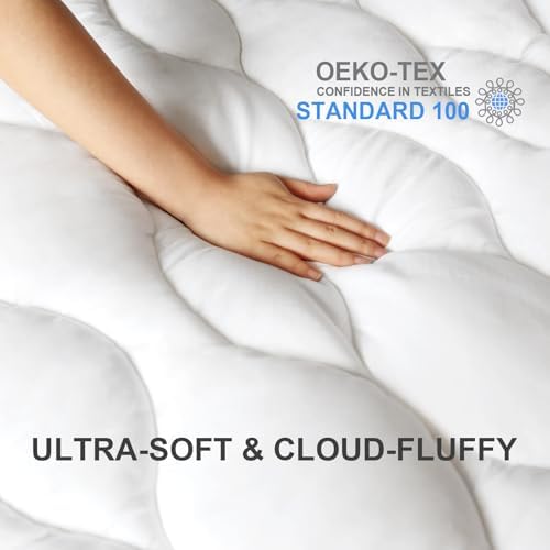 Kayfia King Mattress Pad with Breathable 3D7D Snow Down Alternative Fill