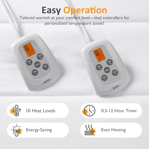 SUNVIVIPRO Electric Heated Mattress Pad King Size 78 x 80