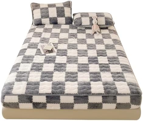Velvet Mattress Protector Thick Warm Non-Slip Fitted Sheet Cover 90x200cm