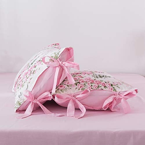 FADFAY Sweet Pink Floral Duvet Cover Set 5Pcs Twin XL