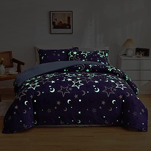 Feelyou Galaxy Glow Duvet Cover Set - Purple Starry Night