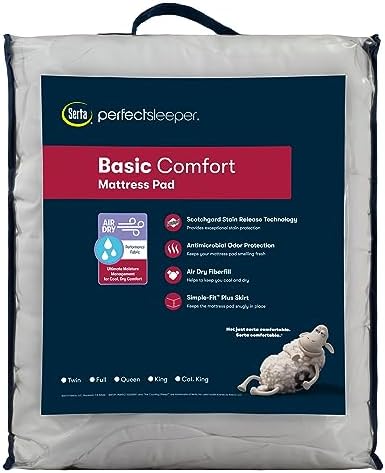 Serta Air Dry Basic Mattress Pad Twin Size Cooling Breathable