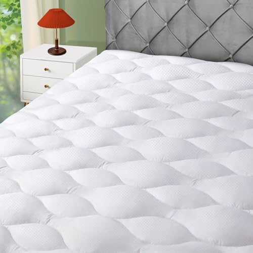 Kayfia King Mattress Pad with Breathable 3D7D Snow Down Alternative Fill