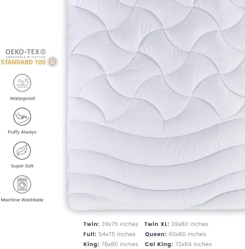 SLEEP ZONE Twin XL Waterproof Mattress Pad - Thick Breathable Noiseless