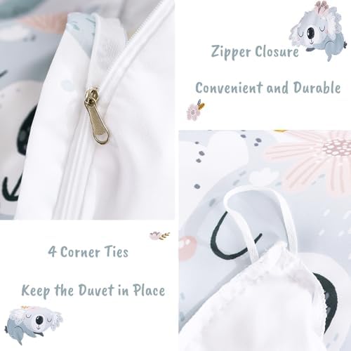 BESTDESIL Kids 3Pcs Duvet Cover Set with Zipper Koala Design